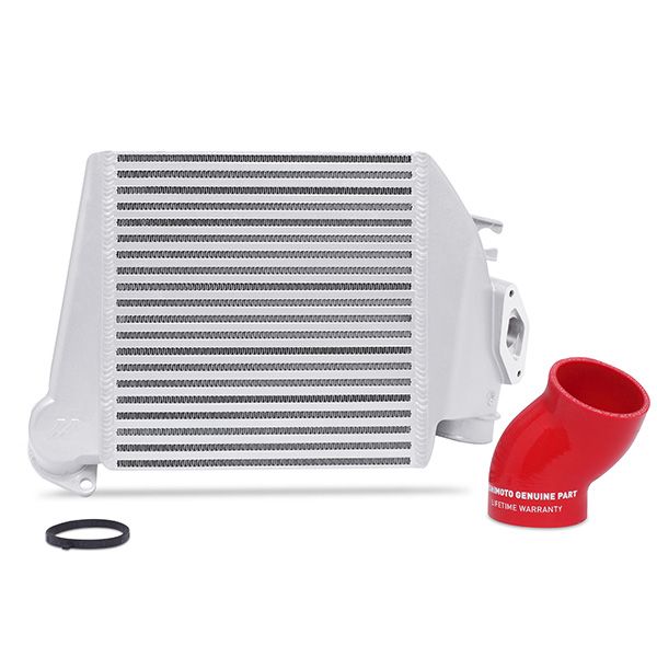 Mishimoto Subaru WRX 2008-2014 Top-Mount Intercooler Silver Cooler, Red Hoses