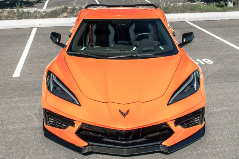 EOS 2020-2024 Chevrolet Corvette C8 5VM Style Carbon Fiber Front Splitter Lip & Side Skirts - Image 4