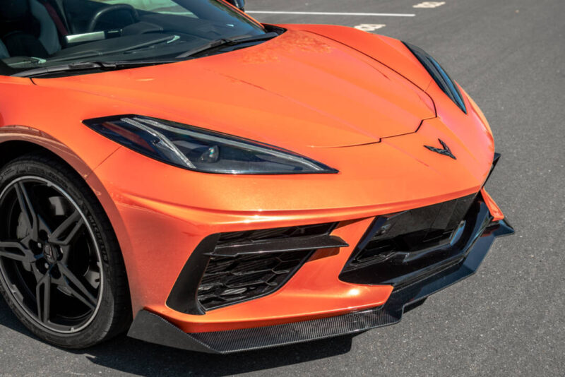 EOS 2020-2024 Chevrolet Corvette C8 5VM Style Carbon Fiber Front Splitter Lip & Side Skirts - Image 2