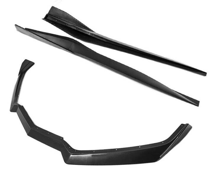 EOS 2020-2024 Chevrolet Corvette C8 5VM Front Splitter & Side Skirts (Unpainted) Plastic Black