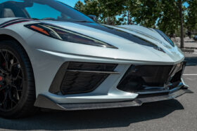 EOS 2020-2024 Chevrolet Corvette C8 5VM Style Carbon Fiber Front Splitter Lip (2- Piece Version) - Image 2