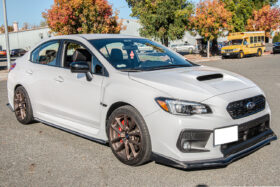 Extreme Online Store EOS Subaru WRX STi JDM CS Style Carbon Fiber Front Lip Splitter & Side Skirts - Image 3
