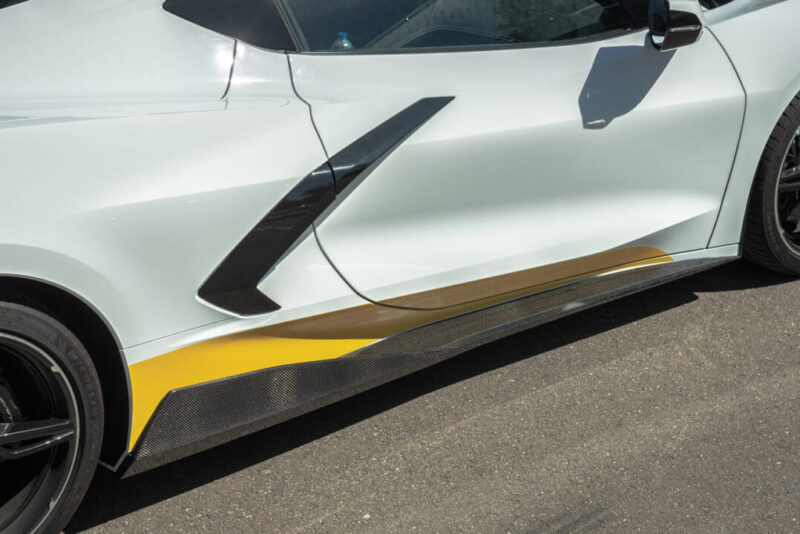 EOS 2020-2024 Chevrolet Corvette C8 5VM Style Carbon Fiber Front Splitter Lip & Side Skirts - Image 8