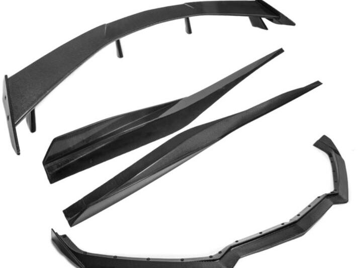 EOS 2020-2024 Chevrolet Corvette C8 5VM Carbon Fiber Front Lip Side Skirts & Rear High Wing Kit