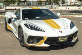 EOS 2020-2024 Chevrolet Corvette C8 5VM Style 1-Piece Front Splitter Lip - Carbon Flash - image 4