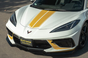 EOS 2020-2024 Chevrolet Corvette C8 5VM Style 1-Piece Front Splitter Lip - Carbon Flash - image 3