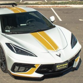 EOS 2020-2024 Chevrolet Corvette C8 5VM Style 1-Piece Front Splitter Lip - Carbon Flash - image 2