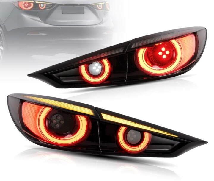 Vland 2014-2018 Mazda 3 Axela Sedan Smoked Full LED Tail Lights w/ Sequential Turn Signals
