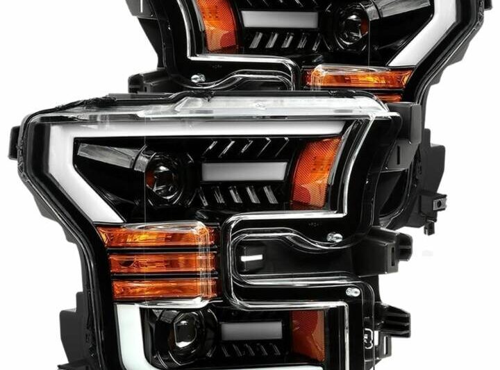 AlphaRex 2015-2020 Ford F-150 / Raptor LUXX-Series LED Projector Jet Black Headlights