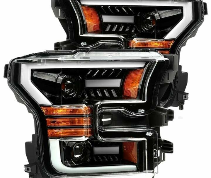 AlphaRex 2015-2020 Ford F-150 / Raptor LUXX-Series LED Projector Jet Black Headlights