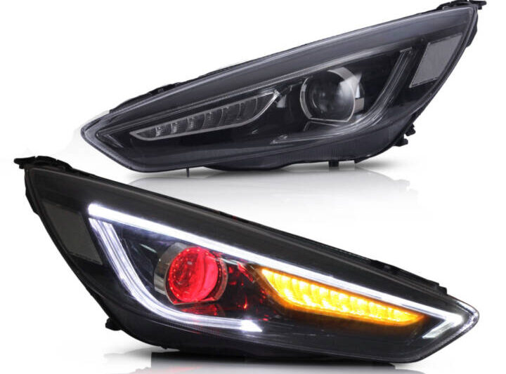 Vland 2015-2017 Ford Focus LED Sequential Headlights with Red Demon Eyes