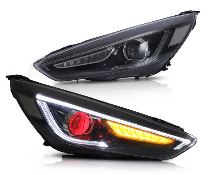 Vland 2015-2017 Ford Focus LED Sequential Headlights with Red Demon Eyes