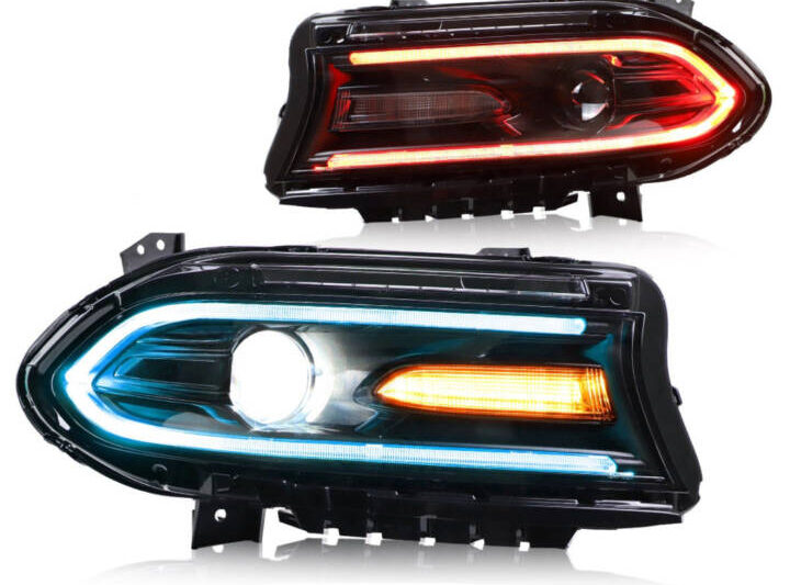 Vland 2015-2022 Dodge Charger Dual Beam Projector RGB Sequential Headlights