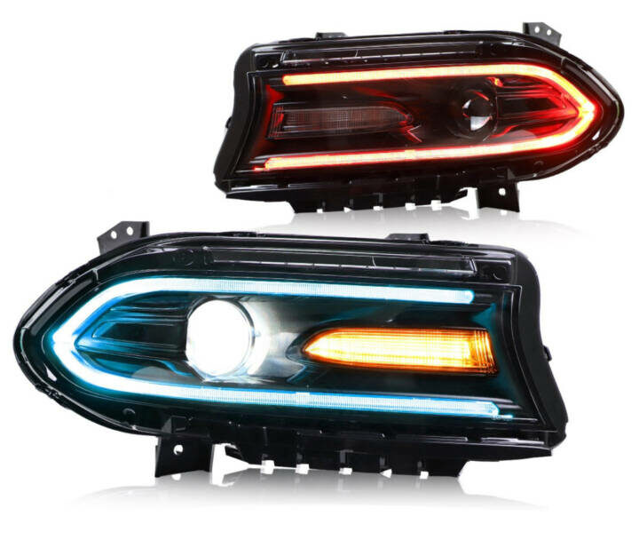 Vland 2015-2022 Dodge Charger Dual Beam Projector RGB Sequential Headlights