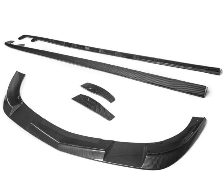 EOS 2005-2013 Chevrolet Corvette C6 Base ZR1 Hydro-Dipped Carbon Fiber Front Splitter Lip & Side Skirts