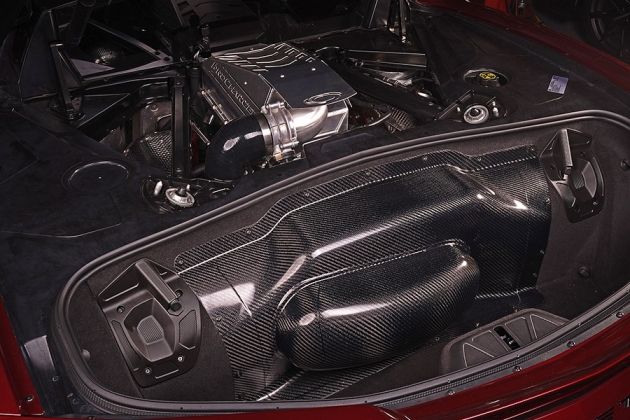 supercharged c8 corvette drag launch procharger carbon trunk satin intercooler 900