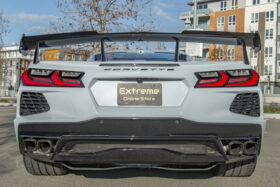 EOS 2020-2024 Chevrolet Corvette C8 Extended Rear Trunk Spoiler High Wing - Carbon Flash - Image 4
