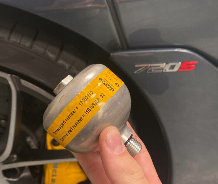 Genuine McLaren 2017-2023 McLaren 720s OEM Silvertop Hydraulic Suspension Accumulator Reservoir