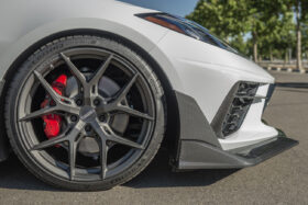 EOS 2020-2024 Chevrolet Corvette C8 Hydro-Dipped Carbon Fiber Performance Track Edition Front Splitter Lip - Image 3