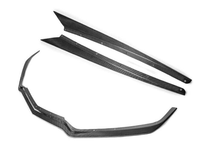 EOS 2020-2024 Chevrolet Corvette C8 Carbon Fiber Z51 Style Front Splitter and Side Skirts (1-Piece Version)