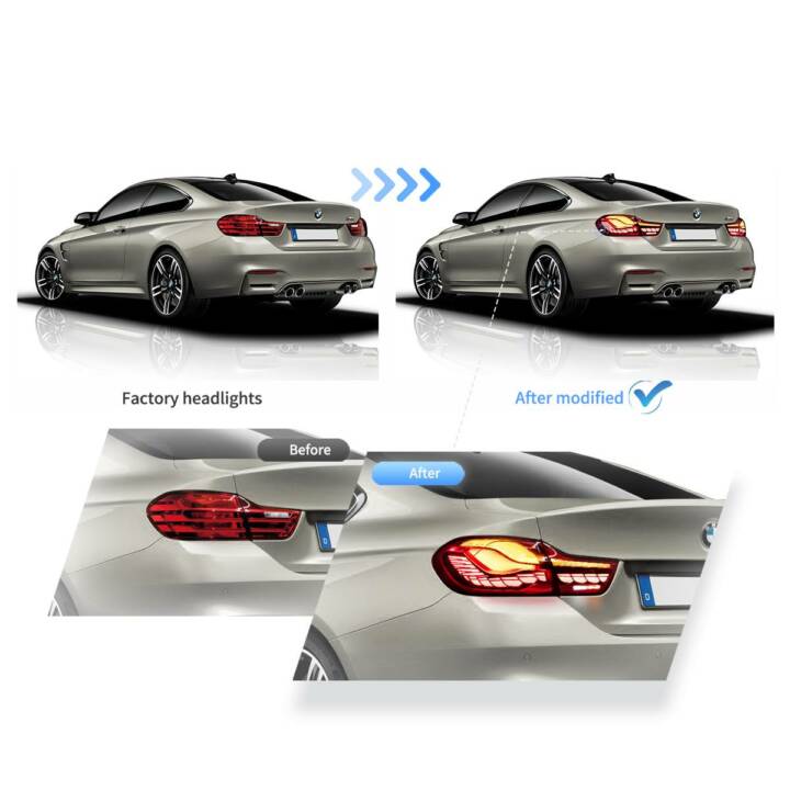 Vland 2014-2020 BMW 4-Series/M4 OLED Tail Lights W/ Dynamic Welcome Lighting - Red Clear - Image 7
