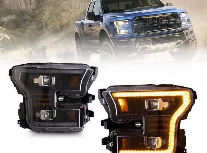 Vland 2015-2017 Ford F-150 13th Gen LED Dual Beam Projector Headlights (Black)