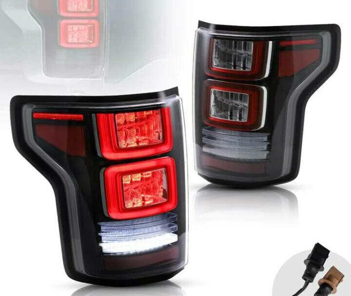 Vland 2015-2020 Ford F-150 Aftermarket Rear Lamps Assembly (Clear Lens - Red Turn Signal)