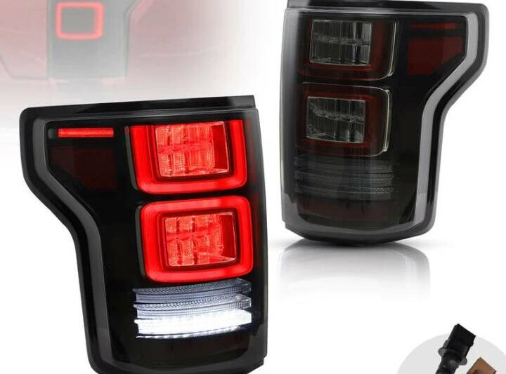 Vland 2015-2020 Ford F-150 Aftermarket Rear Lamps Assembly (Smoked Lens - Red Turn Signal)