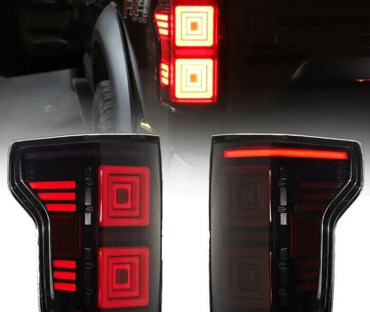 Vland 2015-2020 Ford F-150 LED Smoked Tail Lights Assembly Fits W/ Factory Halogen Rear Lamps Models