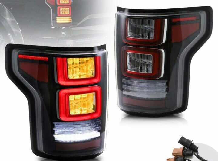 Vland 2015-2020 Ford F-150 P552 LED Tail Lights W/ Sequential Turn Signal (Clear - Amber Turn Signals)