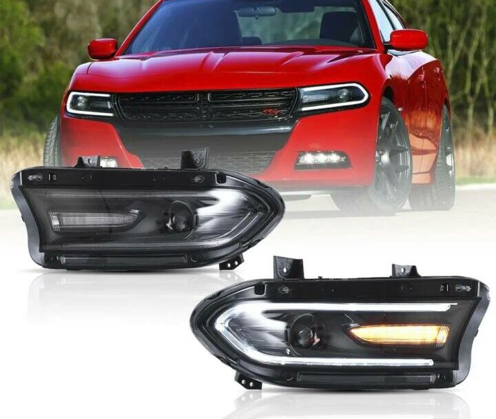 Vland 2015-2023 Dodge Charger (LD) Dual Beam Projector Headlights (Black)