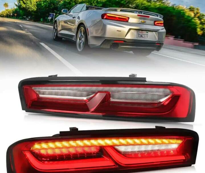 Vland 2016-2018 Chevrolet Camaro LED Tail Lights w/ Sequential Turn Signal - Red Clear