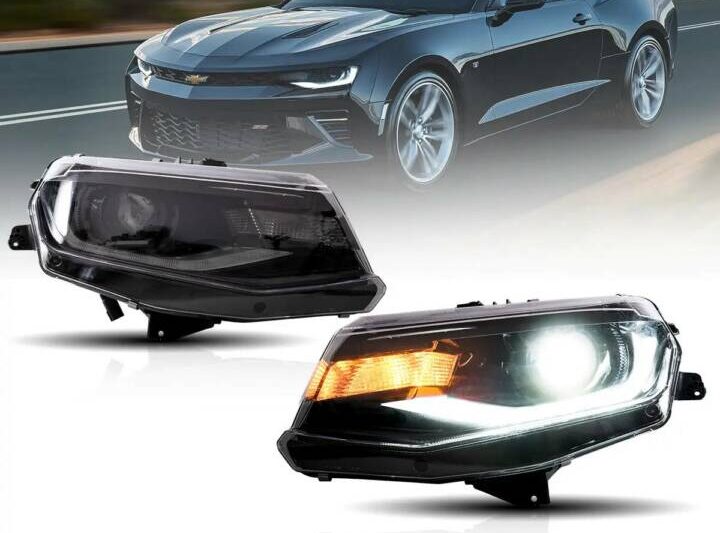 Vland 2016-2022 Chevrolet Camaro LED Dual Beam Projector Headlights (Black)