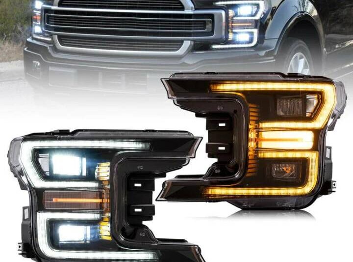 Vland 2018-2020 Ford F-150 Full LED Headlights w/ DRL F-150 Front Lights Assembly (Black)