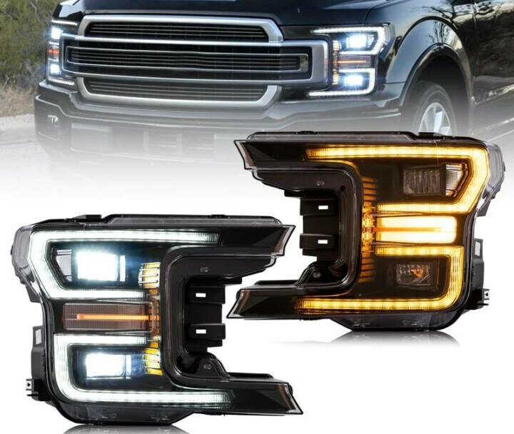 Vland 2018-2020 Ford F-150 Full LED Headlights w/ DRL F-150 Front Lights Assembly (Black)