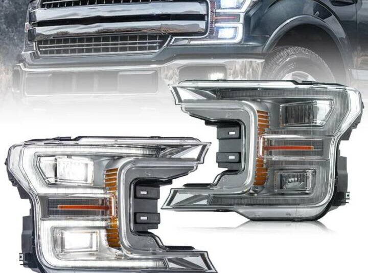 Vland 2018-2020 Ford F-150 Full LED Headlights w/ DRL F-150 Front Lights Assembly (Chrome)