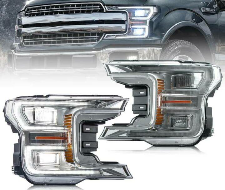 Vland 2018-2020 Ford F-150 Full LED Headlights w/ DRL F-150 Front Lights Assembly (Chrome)