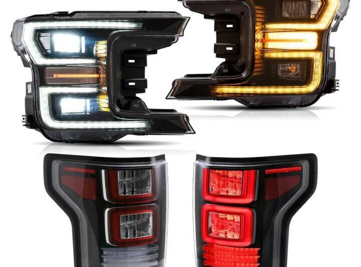 Vland 2018-2020 Ford F-150 LED Headlight & Tail Lights Kit (Black - Clear Lens)