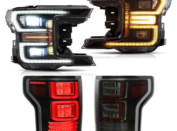 Vland 2018-2020 Ford F-150 LED Headlight & Tail Lights Kit (Black - Smoked Lens)