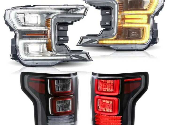 Vland 2018-2020 Ford F-150 LED Headlight & Tail Lights Kit (Chrome - Clear Lens)