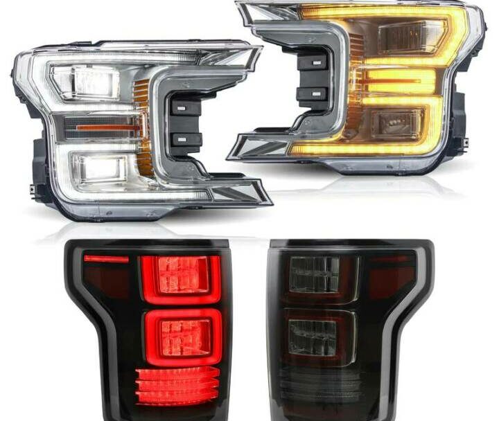 Vland 2018-2020 Ford F-150 LED Headlight & Tail Lights Kit (Chrome - Smoked Lens)