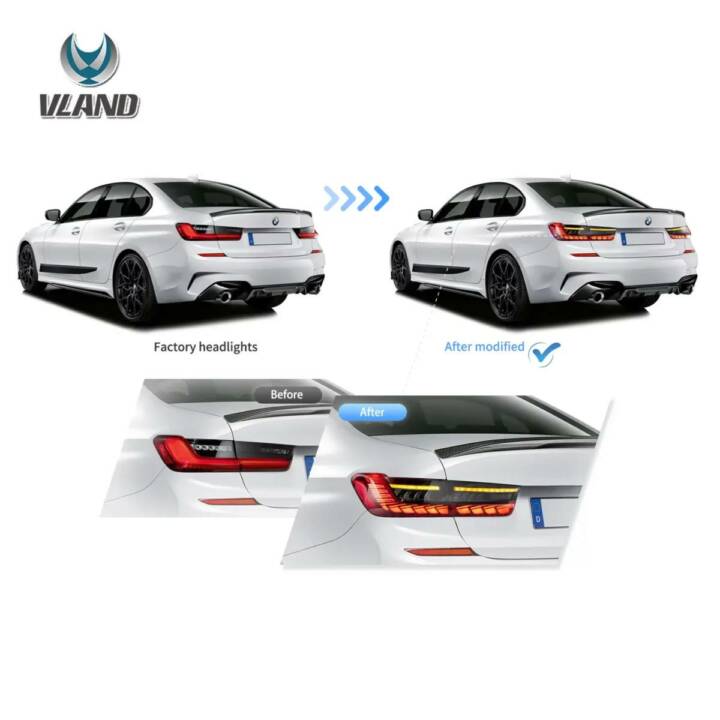 Vland 2018-2022 BMW 3-Series G20 OLED Tail Lights Sequential Turn Signal w/ Dynamic Welcome Lighting - Red - Image 6