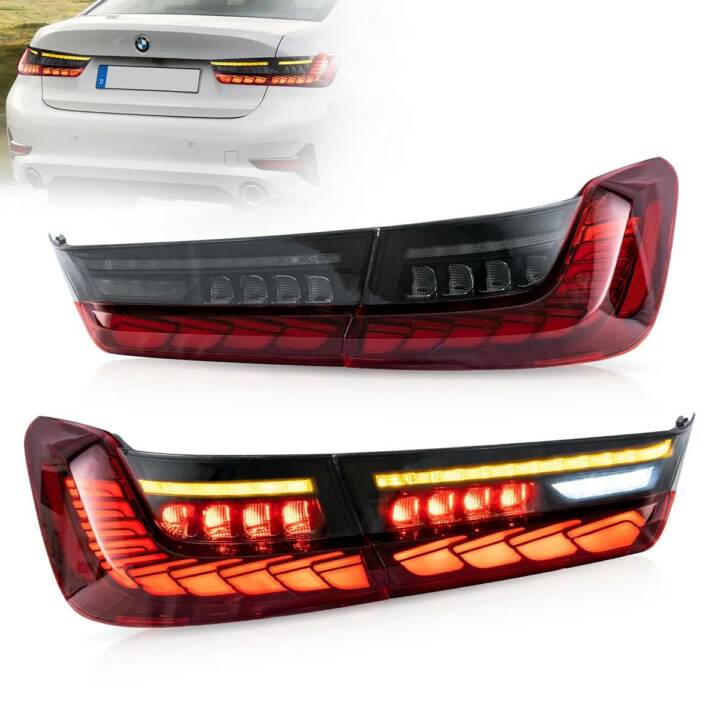 Vland 2018-2022 BMW 3-Series G20 OLED Tail Lights Sequential Turn Signal w/ Dynamic Welcome Lighting - Red
