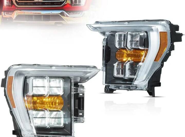 Vland 2021-2023 Ford F-150 14th Gen LED Reflection Bowl Headlights - Chrome