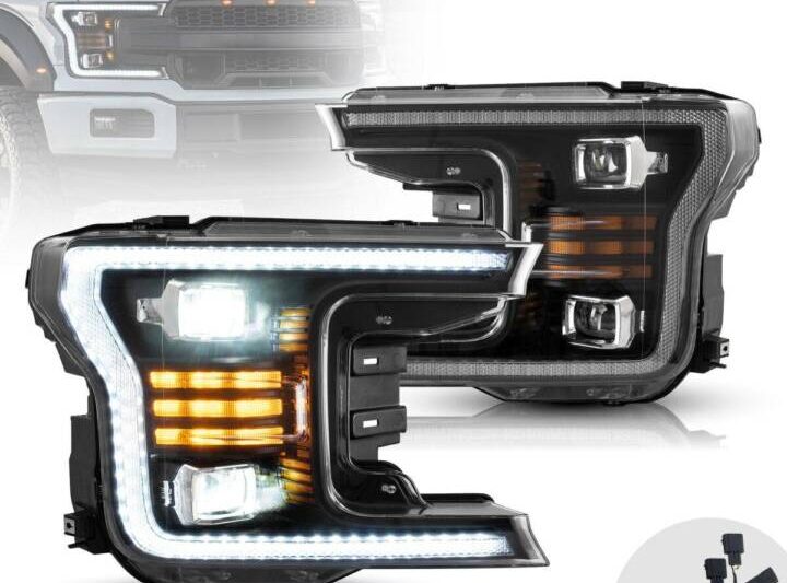 Vland 2018-2020 Ford F-150 13th Gen Facelifted LED Dual Beam Projector Headlights (Black)