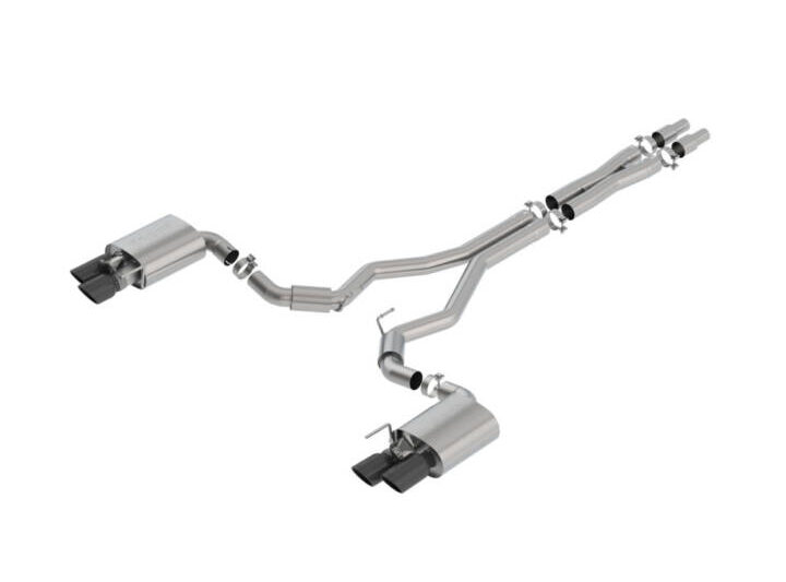 Borla 2018-2023 Ford Mustang GT S-Type Cat-Back Exhaust - Black Chrome Tips - Active Exhaust