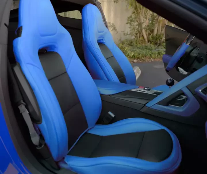 EOS 2014-2019 Chevrolet Corvette C7 Custom Leather Seat Covers - Blue W/ Black Accents