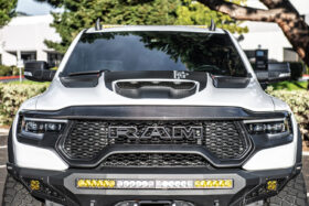 EOS 2019-2024 Ram 1500 TRX Carbon Fiber Front Upper Grille Trim Spoiler - Image 3
