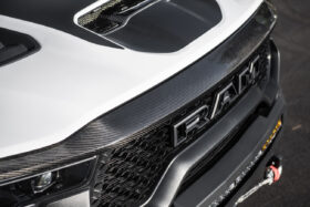 EOS 2019-2024 Ram 1500 TRX Carbon Fiber Front Upper Grille Trim Spoiler - Image 2