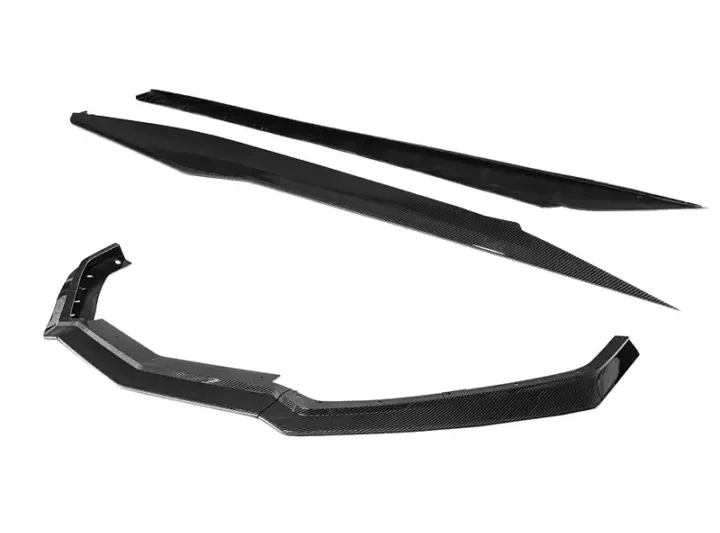 EOS 2020-2024 Chevrolet Corvette C8 Hydro-Dipped Carbon Fiber 'Z06 Style' Front Splitter Lip and Side Skirts